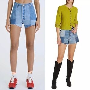 NWT RE/DONE X LEVIS High Rise Distress 70s
Patch Denim Fray Cutoff Jean Short 26